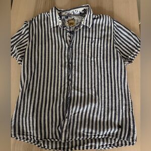 Blue & white linen blend shirt